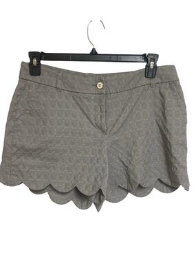Crown & Ivy Shelby Women’s Shorts Gray Scalloped Hem 4” Inseam Cotton Sz 10
